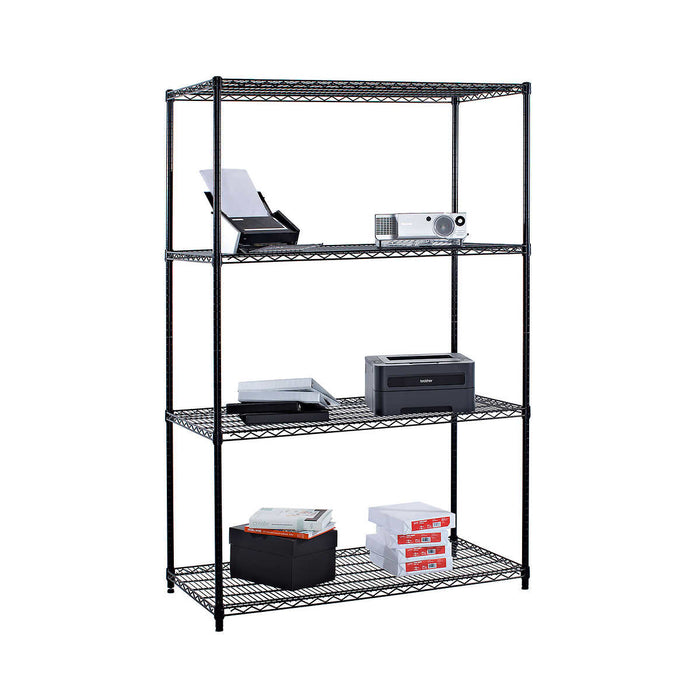 TRINITY 4-Tier Wire Shelving Rack, 48  x 24  x 72  NSF, Black ) | Home Deliveries