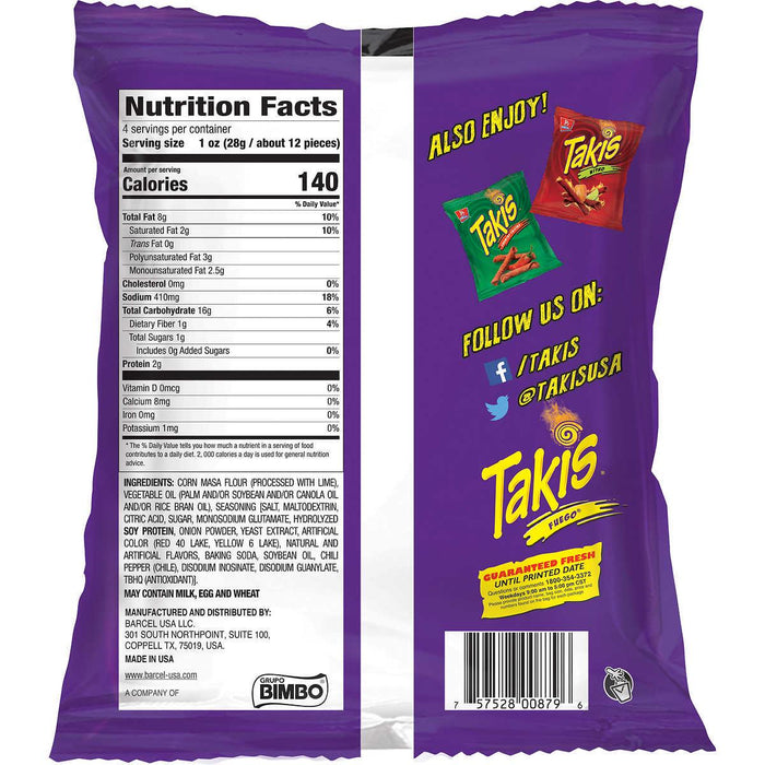 Takis Fuego Tortilla Chips, 4 oz., 40-count